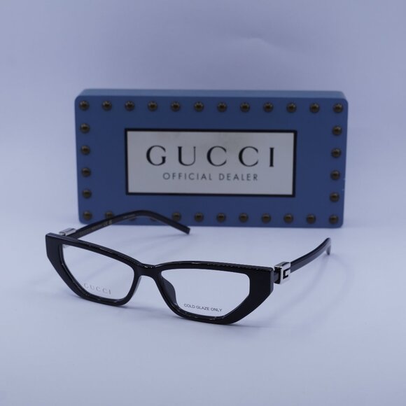 Gucci GG1683O 001 Cat Eye Eyeglasses - Shiny Black 53mm - Picture 1 of 11